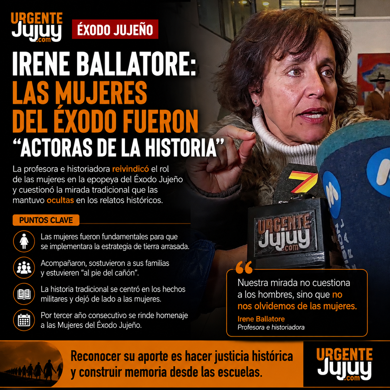 Irene Ballatore reivindicó el papel de las mujeres en el Éxodo Jujeño: “Estuvieron al pie del cañón”